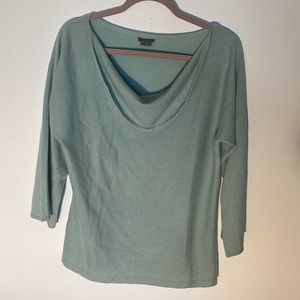 Ann Taylor Women's Cowl Neck Cashmere Sweater, 3/4 Sleeve, Size L, Mint Green